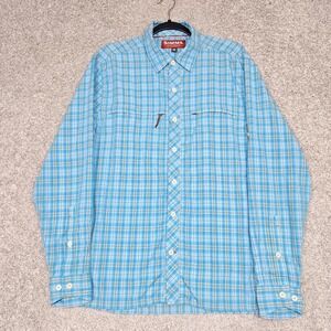 Simms Shirt Blue Gray Fishing Long‎ Sleeve performance Mens Medium lightweight